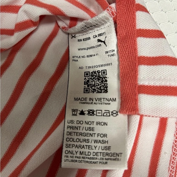 Puma Women's Everyday Striped White Glow/Salmon Pique Polo Shirt Multiple Sizes - Picture 6 of 16